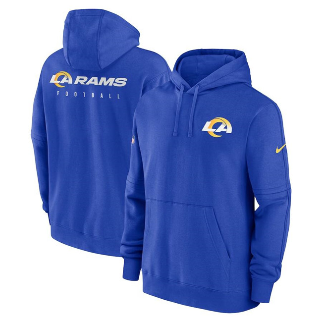 Men's Blue Los Angeles Rams Sideline Club Fleece Pullover Hoodie